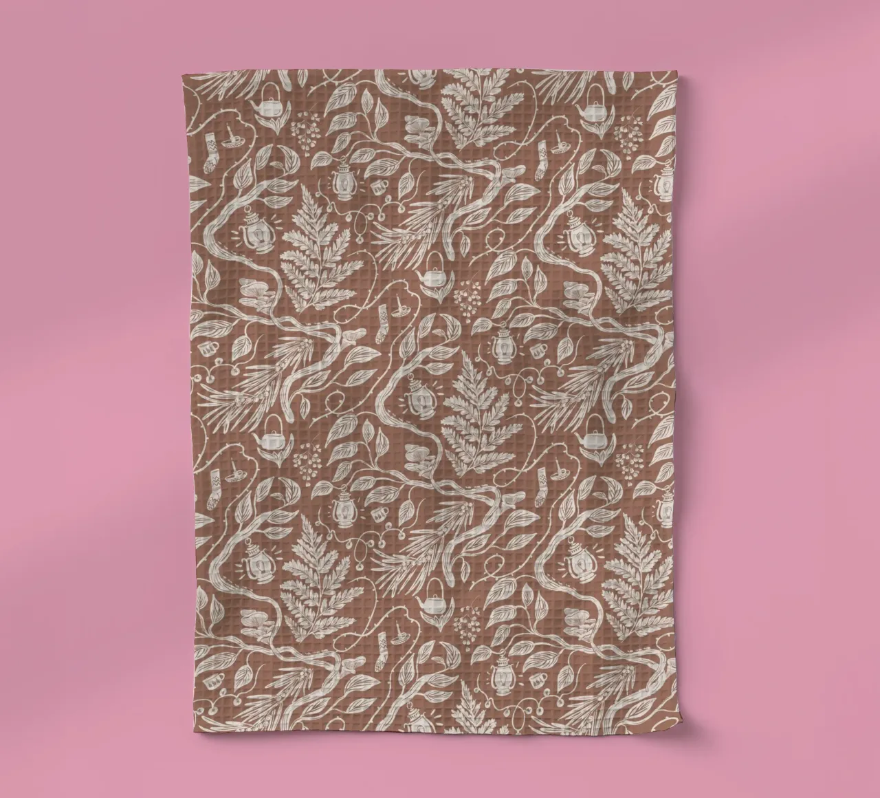 Cabincore Scene - Mocha Mousse Pantone Color canovaccio da cucina da anisillustration