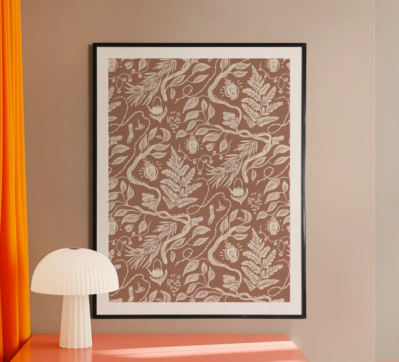 Cabincore Scene - Mocha Mousse Pantone Color carta hahnemühle da anisillustration