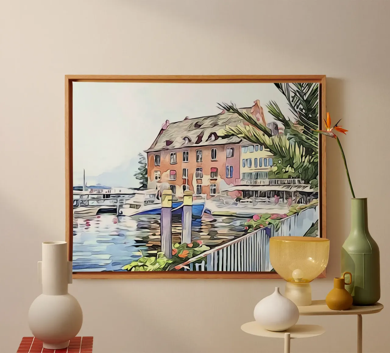Meersburg on Lake Constance, motif 1 canvas with Floater frame by ZAMART