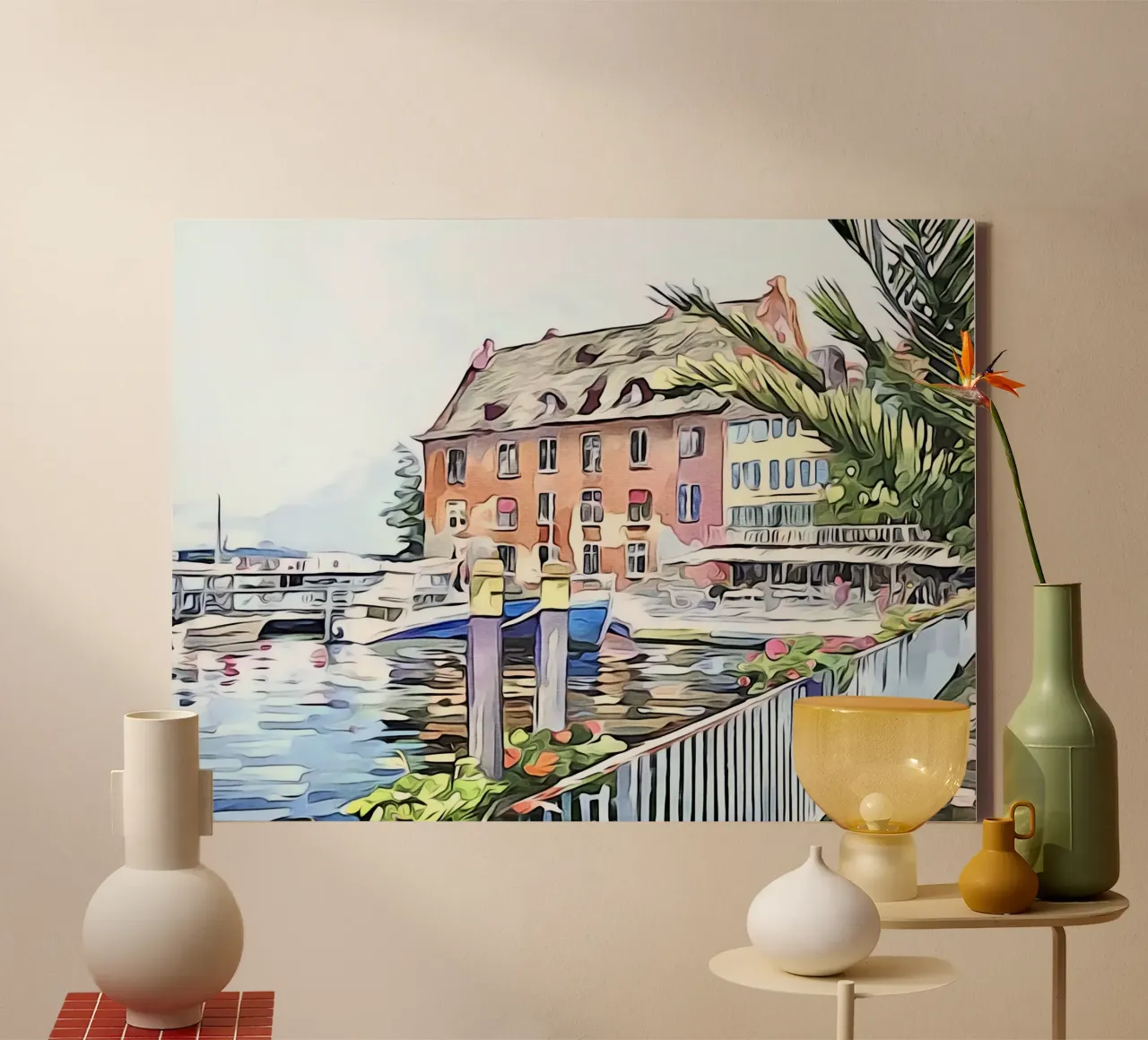 Meersburg on Lake Constance, motif 1 canvas with Floater frame by ZAMART