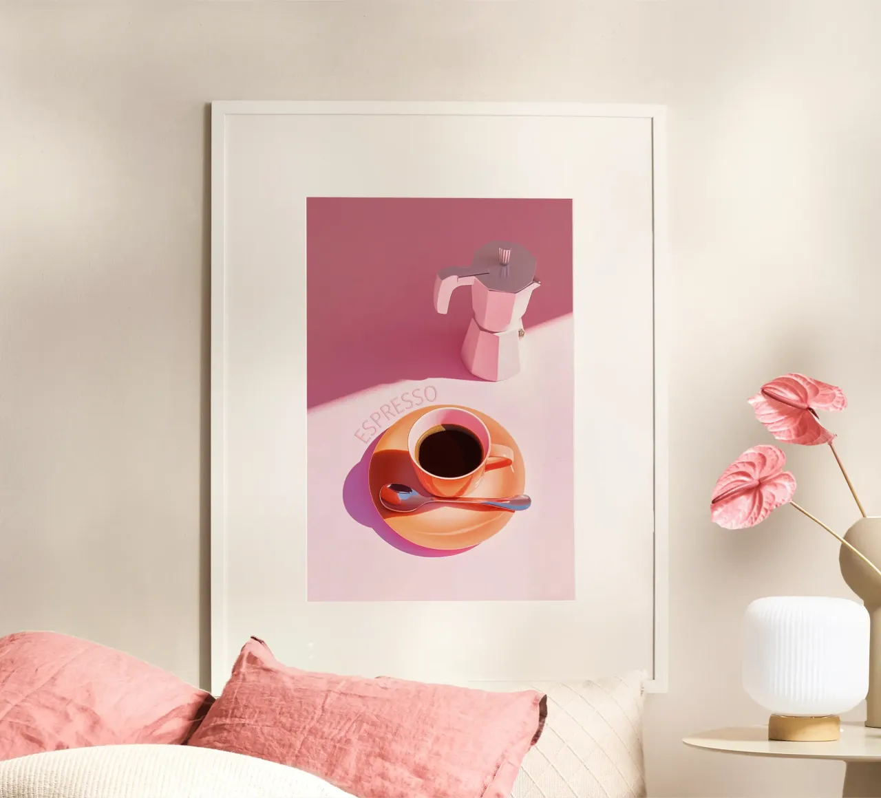 Pink Espresso Harmonie poster con telaio in plastica da Carinaprint