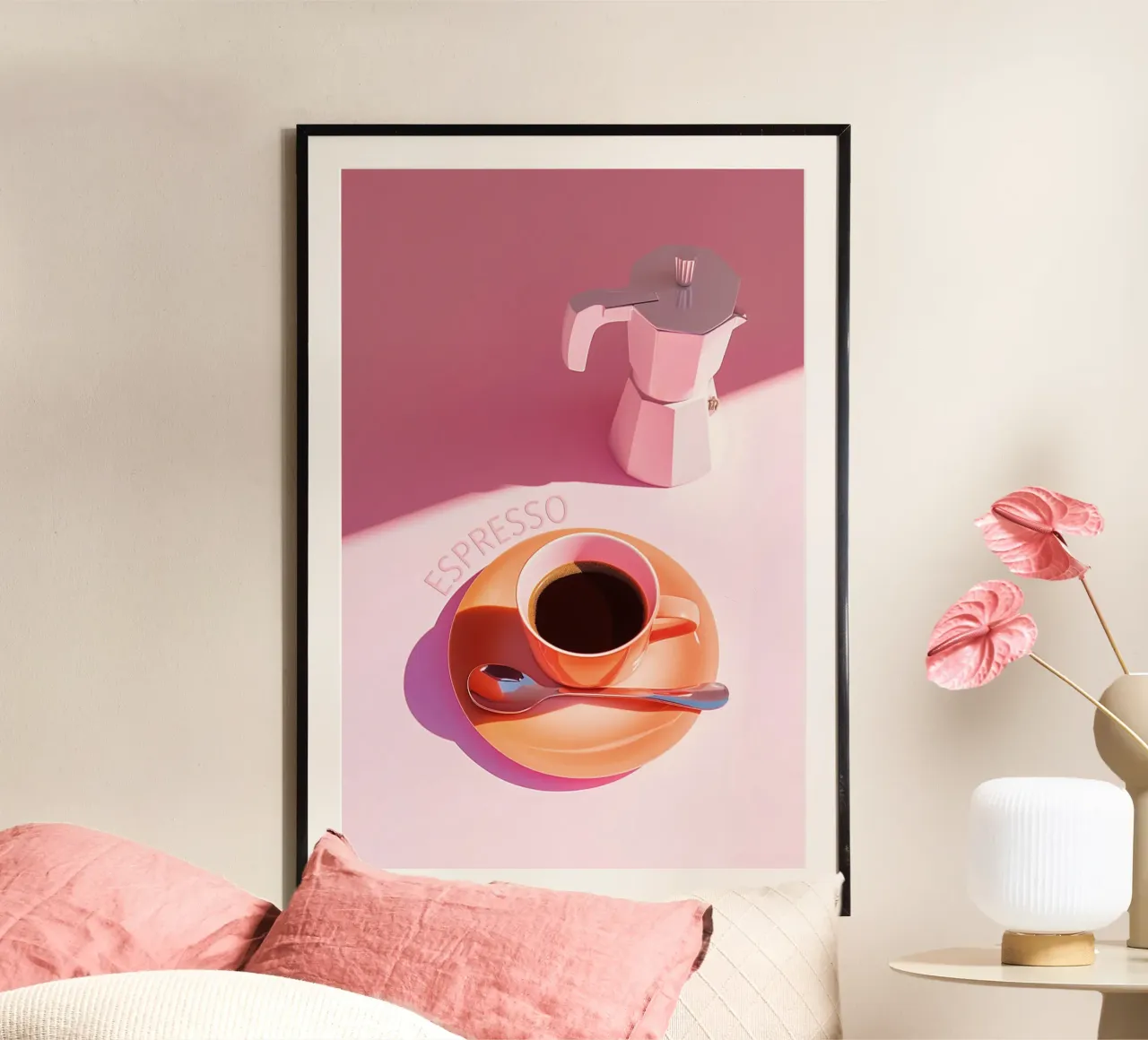 Pink Espresso Harmonie poster con telaio in plastica da Carinaprint