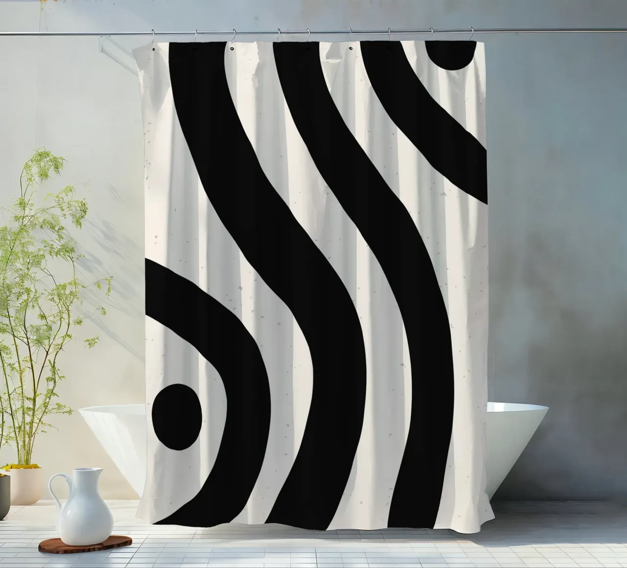 Boho Wave Kunstontwerp - Abstract & Tijdloos douchegordijn van Whole©