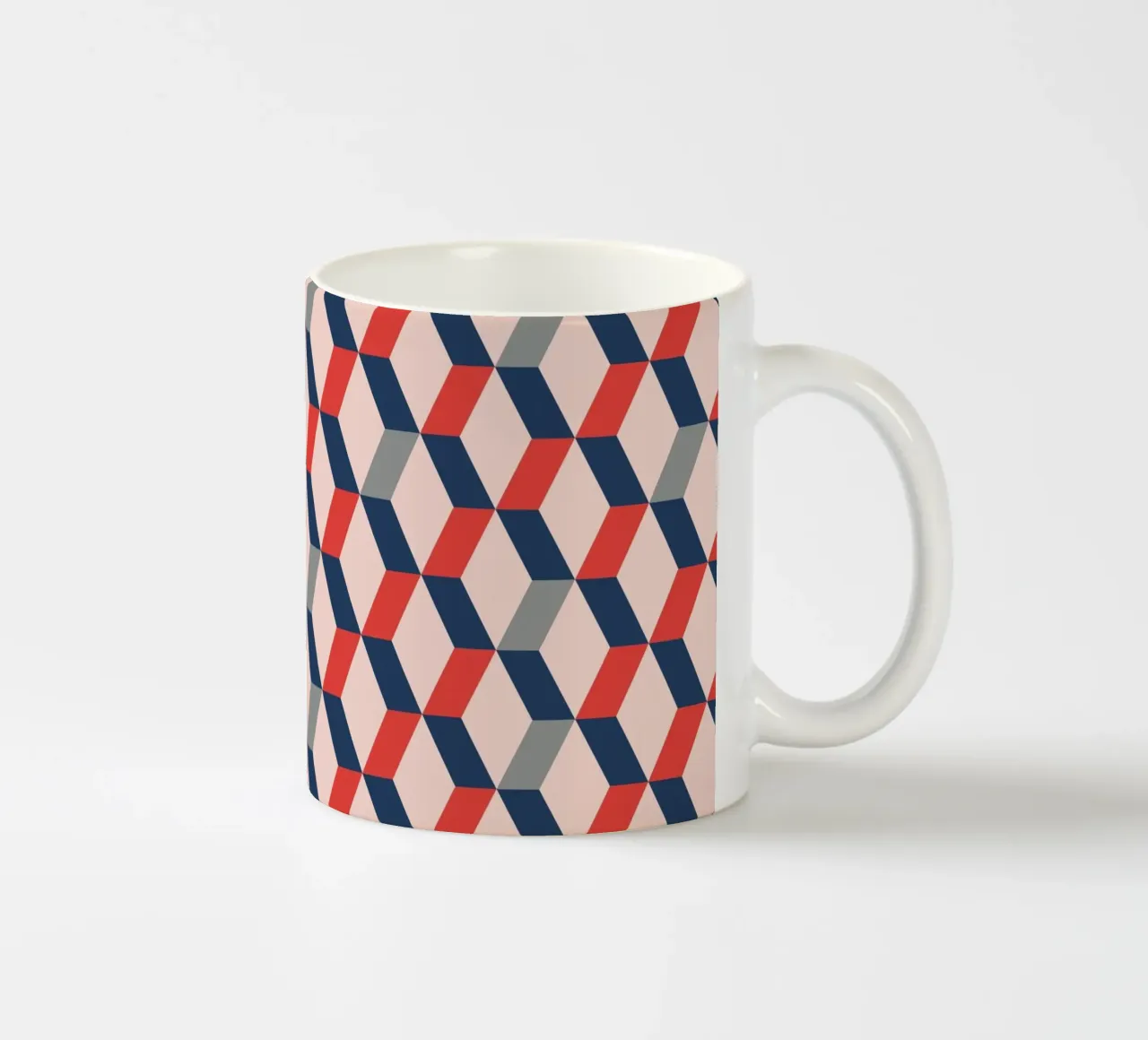 Rood en Blauw Geometrische Moderne Muurkunst Print keramische mok van kookiepixel