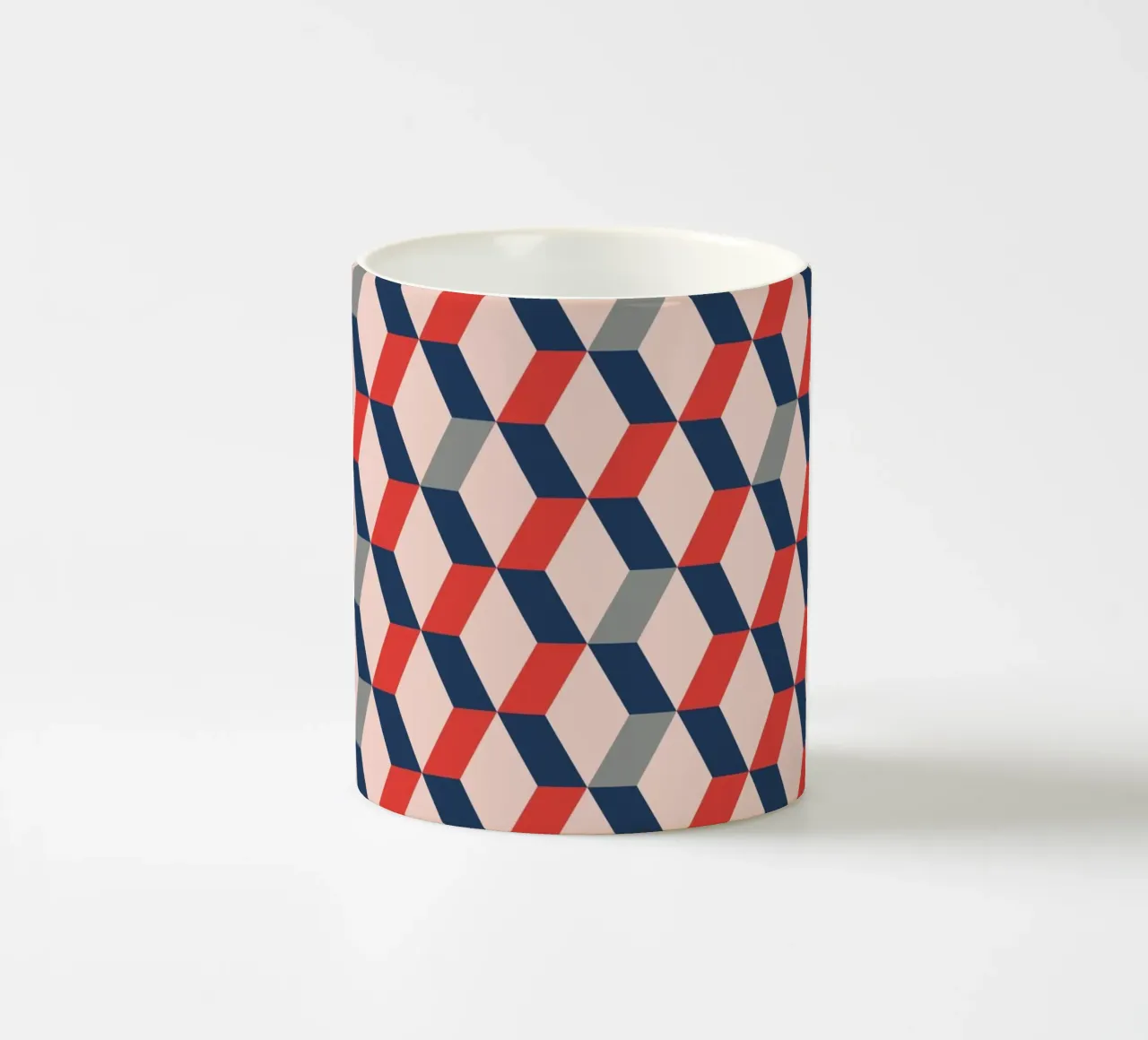 Rood en Blauw Geometrische Moderne Muurkunst Print keramische mok van kookiepixel