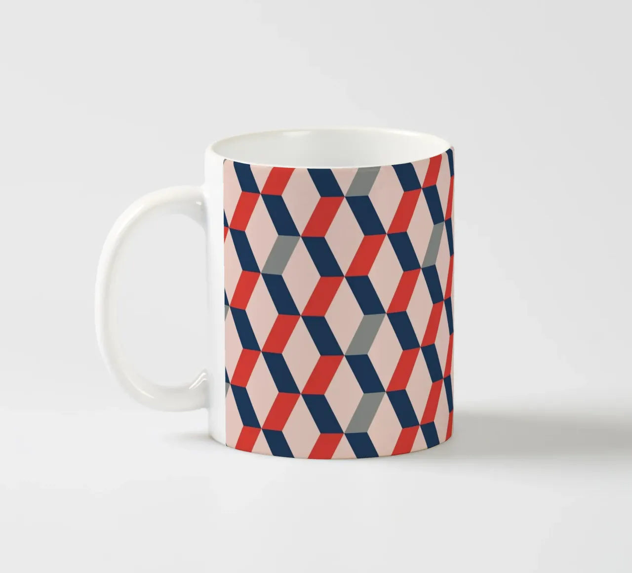Rood en Blauw Geometrische Moderne Muurkunst Print keramische mok van kookiepixel