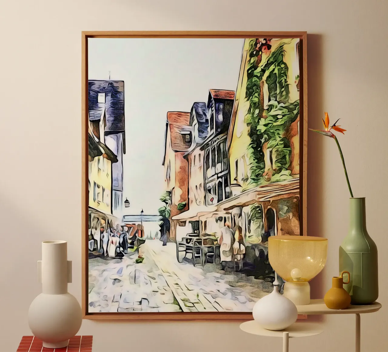 Meersburg on Lake Constance, motif 3 canvas with Floater frame by ZAMART