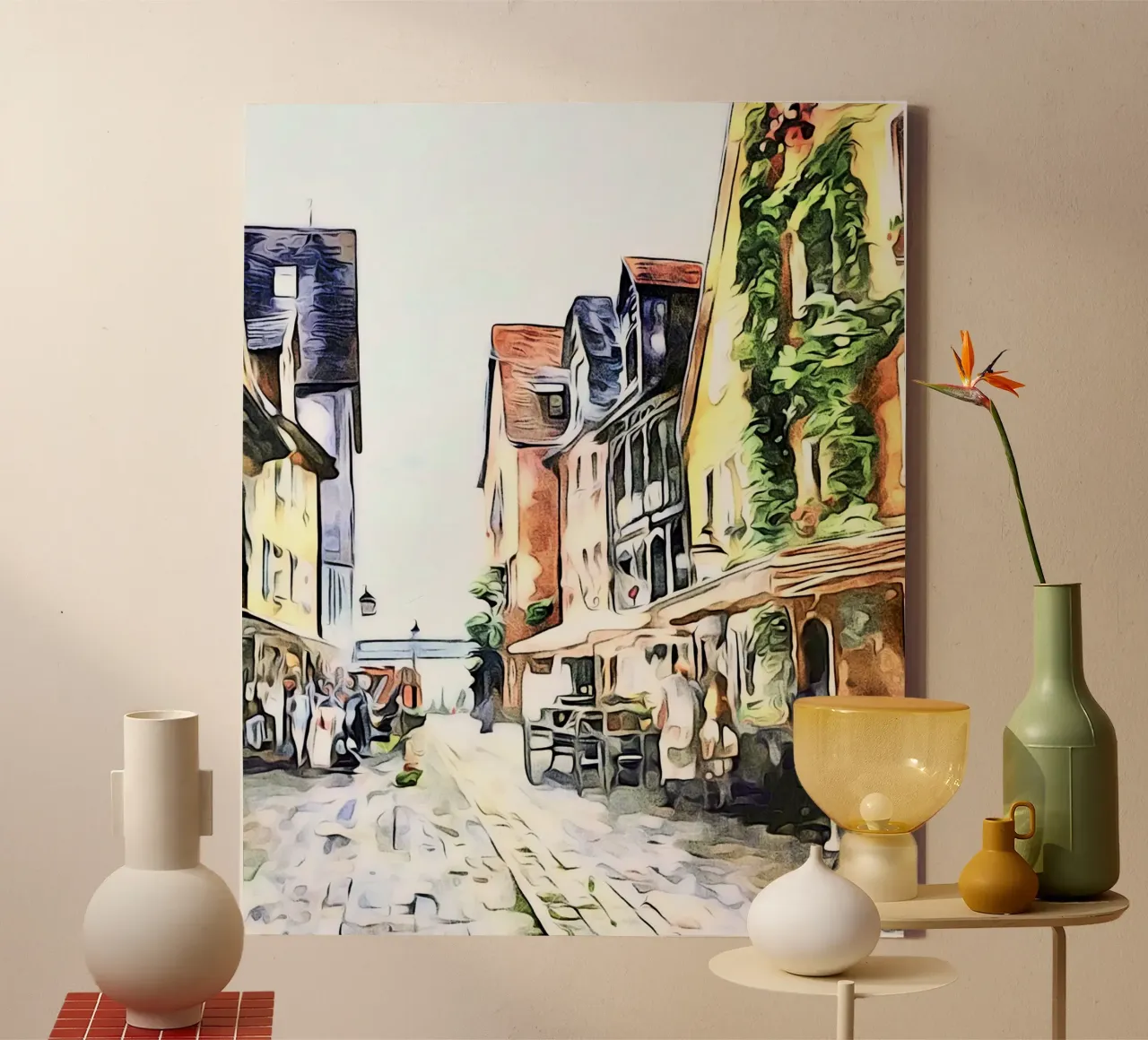 Meersburg on Lake Constance, motif 3 canvas with Floater frame by ZAMART