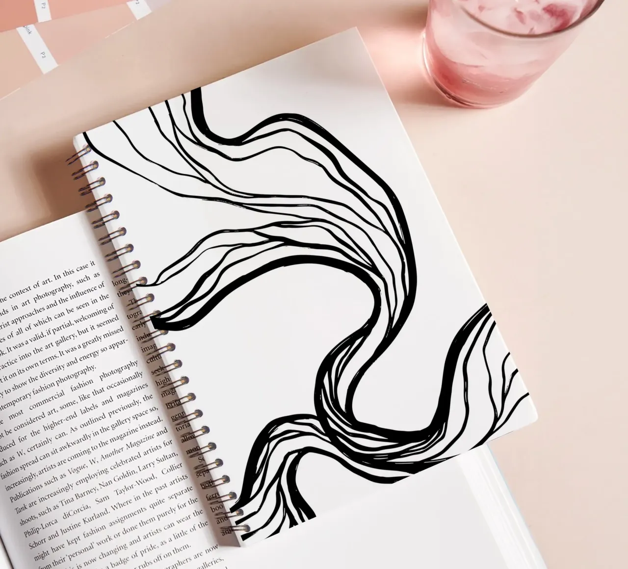 Organic line art design - minimal & modern spiral notebook by Whole©