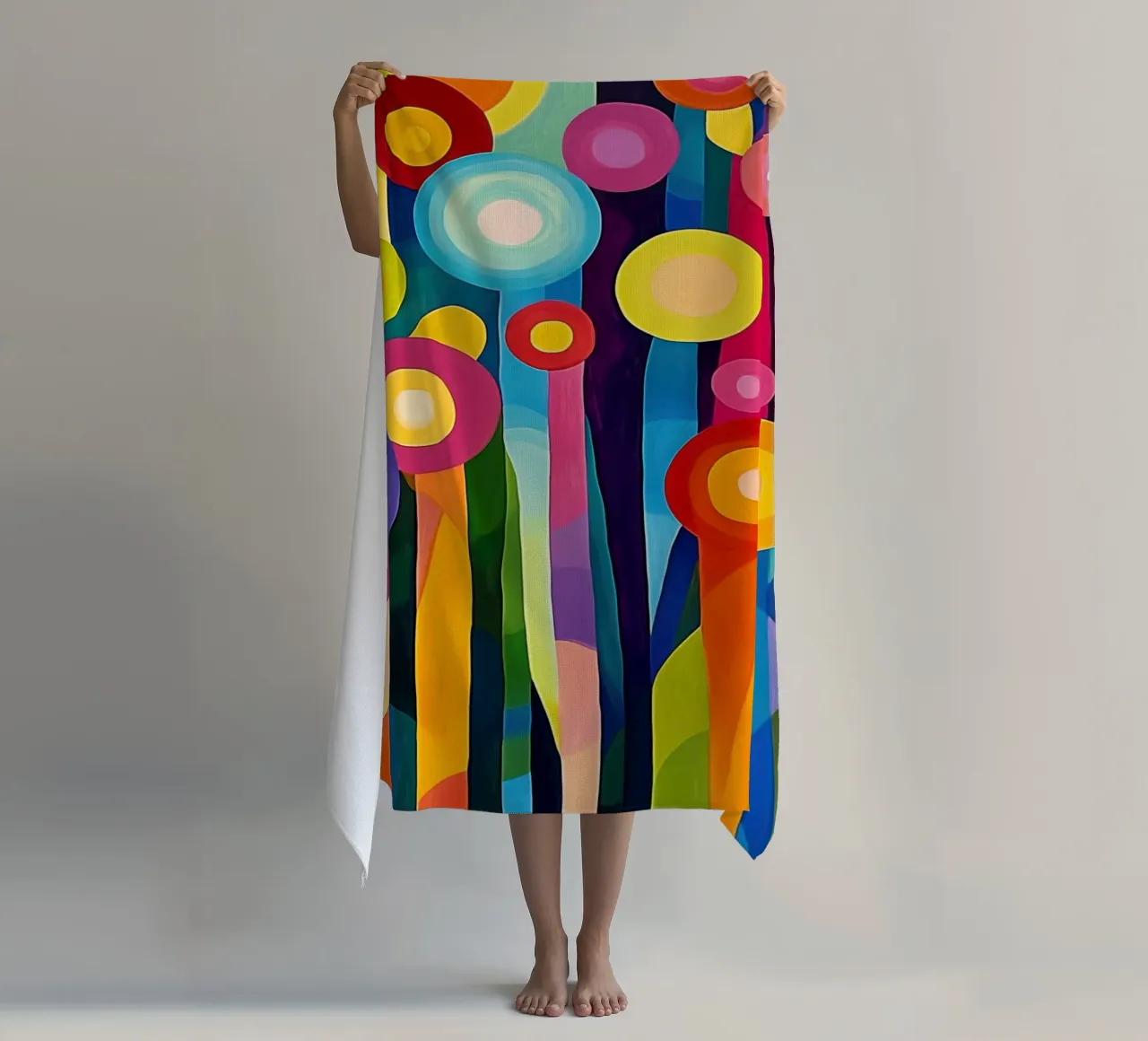 Optimistic Abstract Joy of Life Summer Meadow beach towel by Autofocus