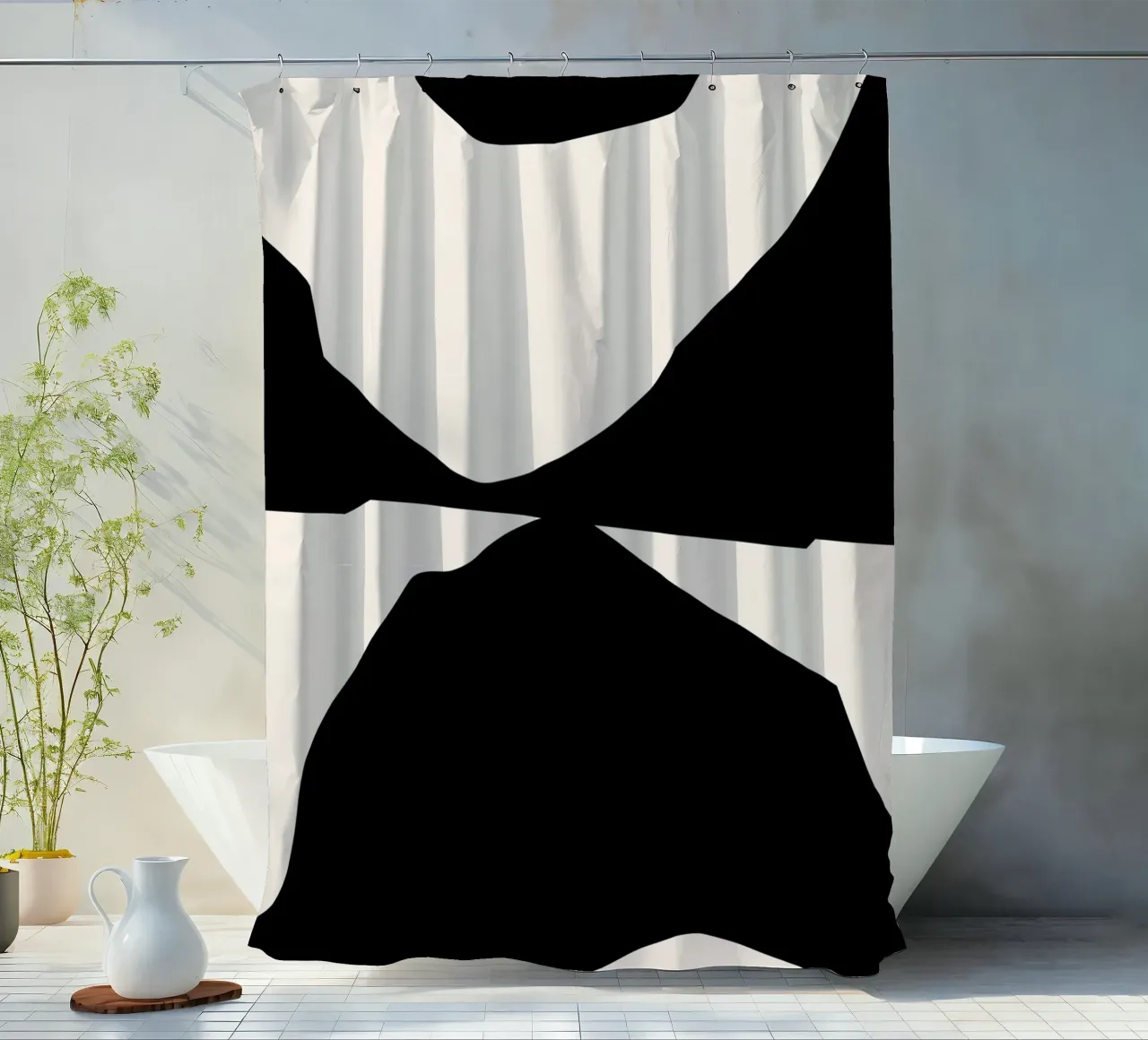 Abstract contrast art - modern & expressive shower curtain by Whole©