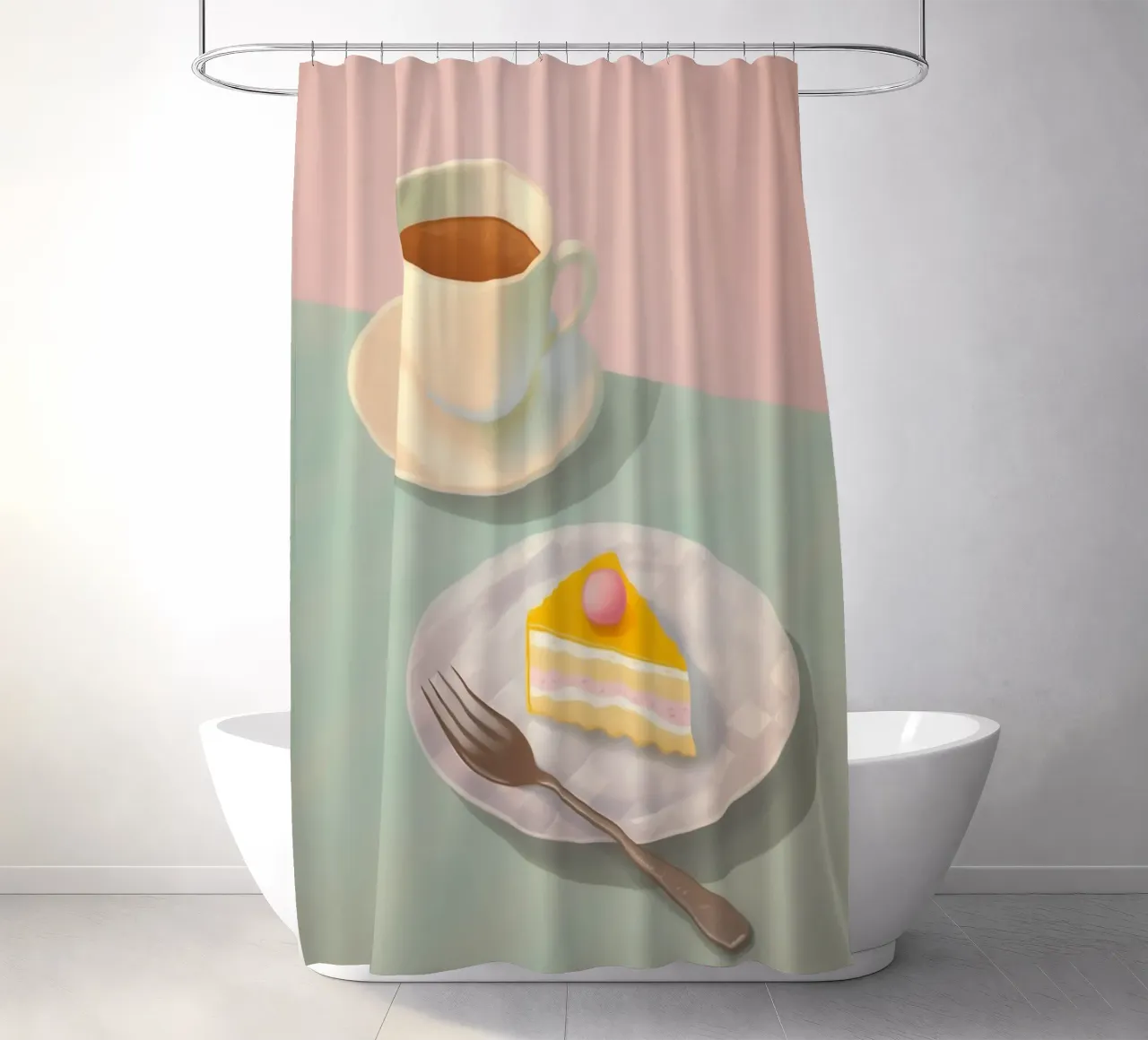 Tempo di torte in pastello tenda da doccia da Carinaprint