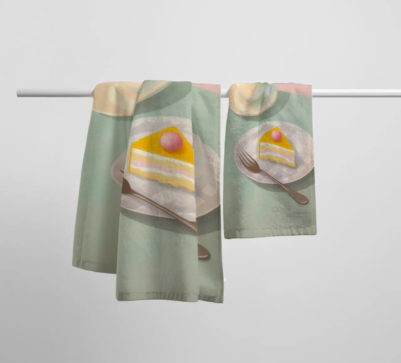 Cake time in Pastel towel by Carinaprint