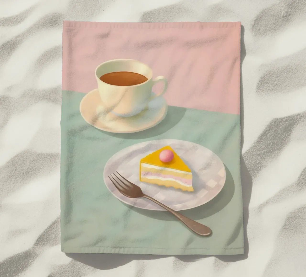 Tempo di torte in pastello telo mare da Carinaprint