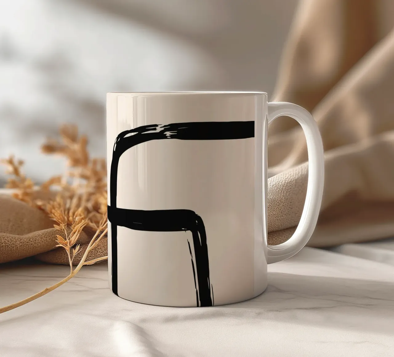 Abstract Brush Art - Modern & Minimalist ceramic mug by Whole©