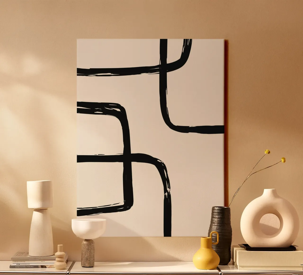 Abstract Brush Art - Modern & Minimalist canvas with Floater frame by Whole©
