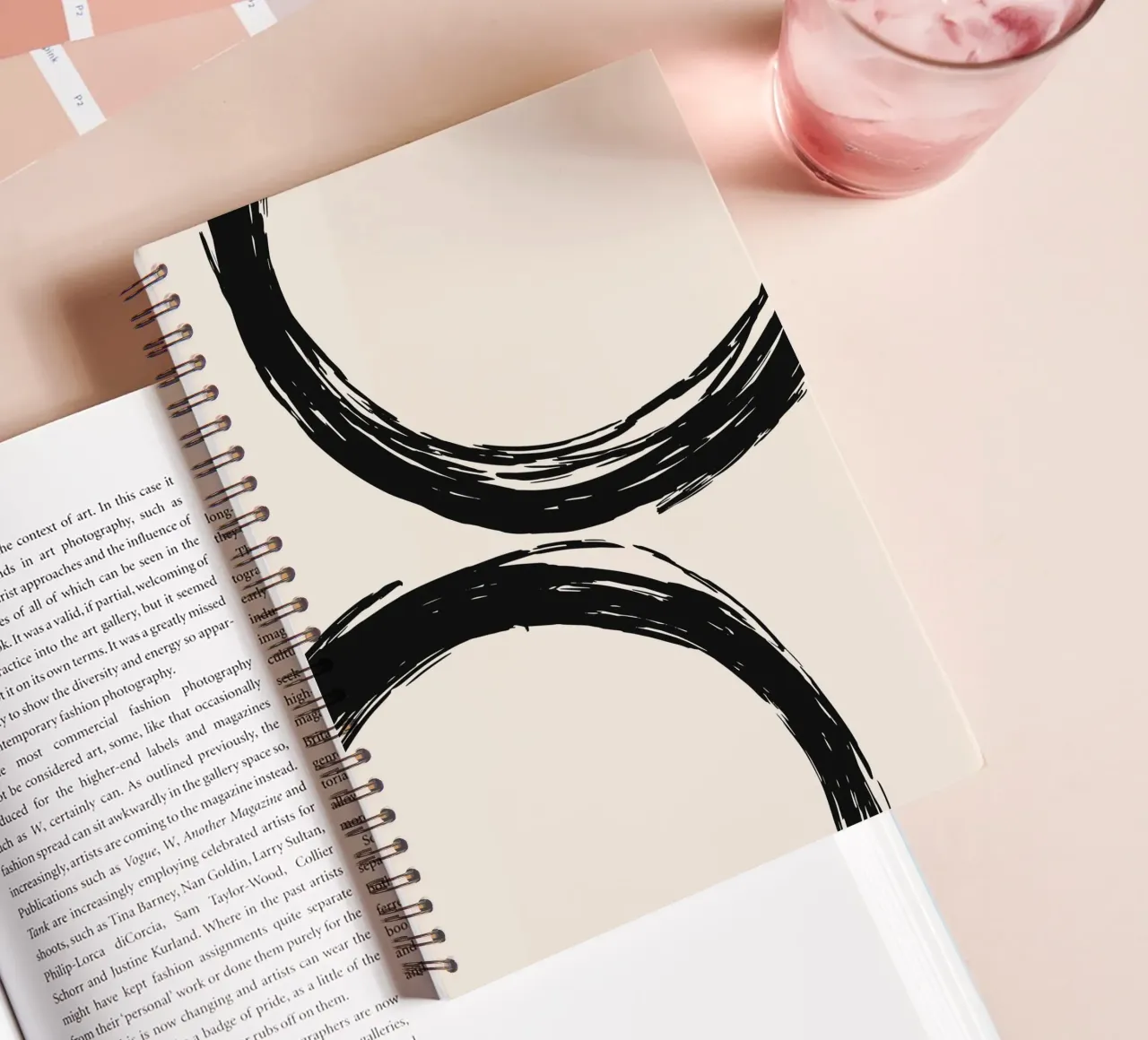 Abstract circle brush art - Stylish & modern spiral notebook by Whole©