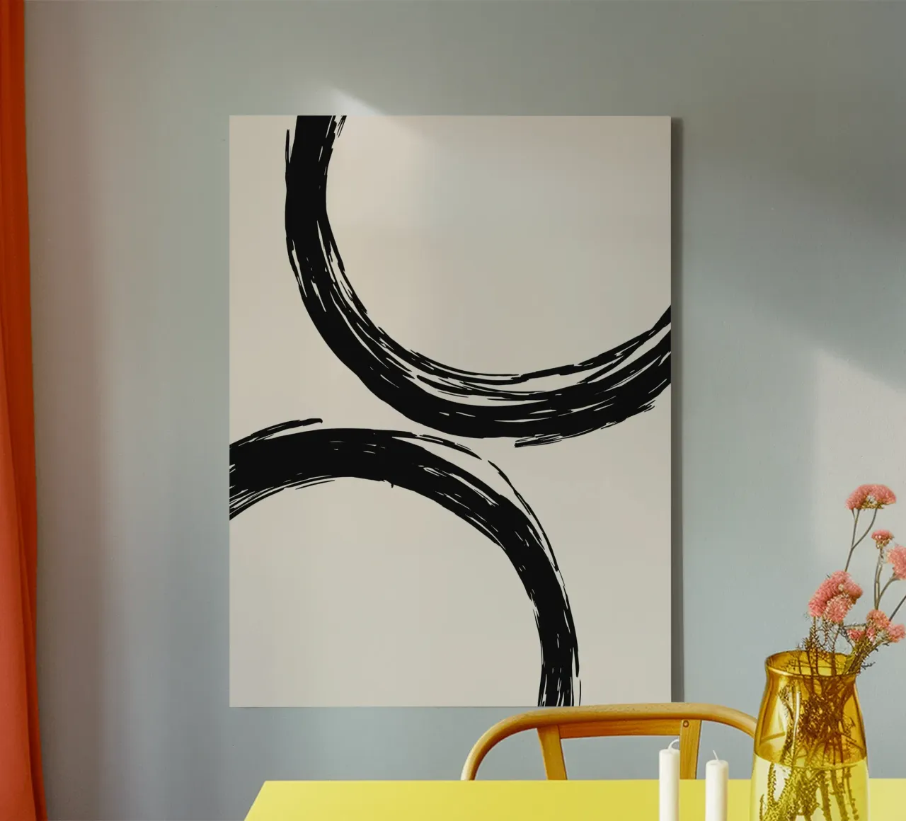 Abstracte cirkel penseelkunst - Stijlvol & modern canvas met Baklijst van Whole©
