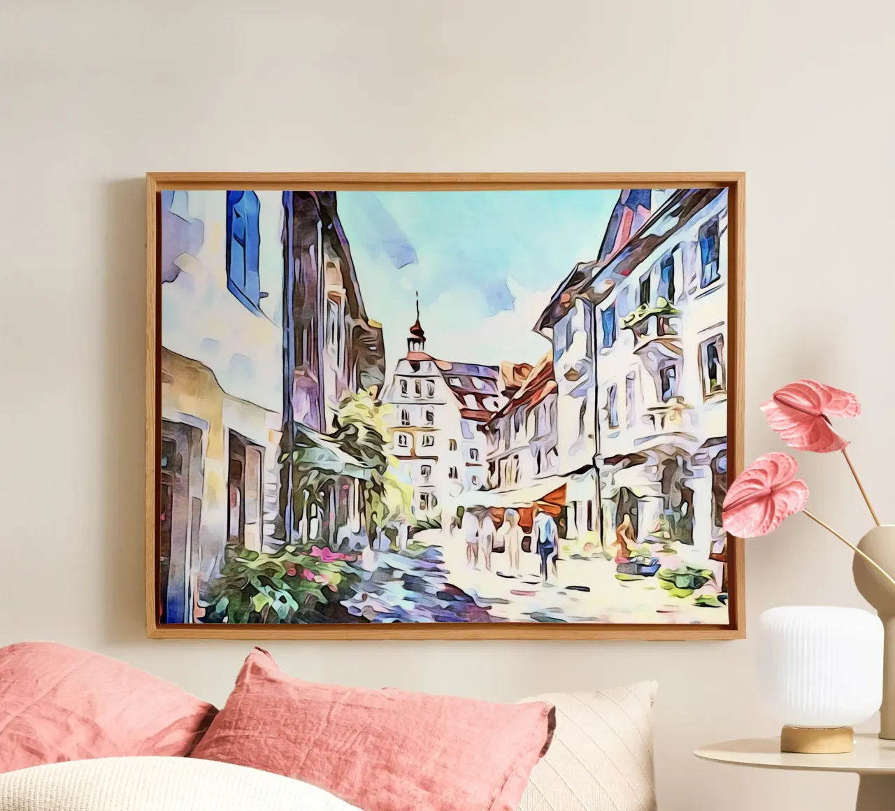 Stein am Rhein, Lake Constance, motif 1 canvas with Floater frame by ZAMART