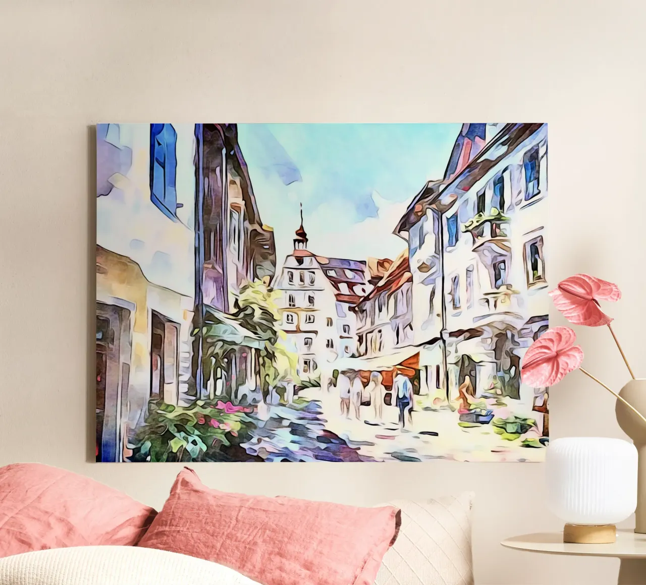 Stein am Rhein, Lake Constance, motif 1 canvas with Floater frame by ZAMART