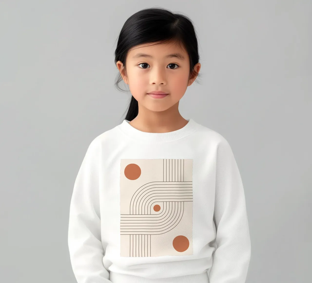 Retro line art - boho & minimalist kids sweatshirt by Whole©