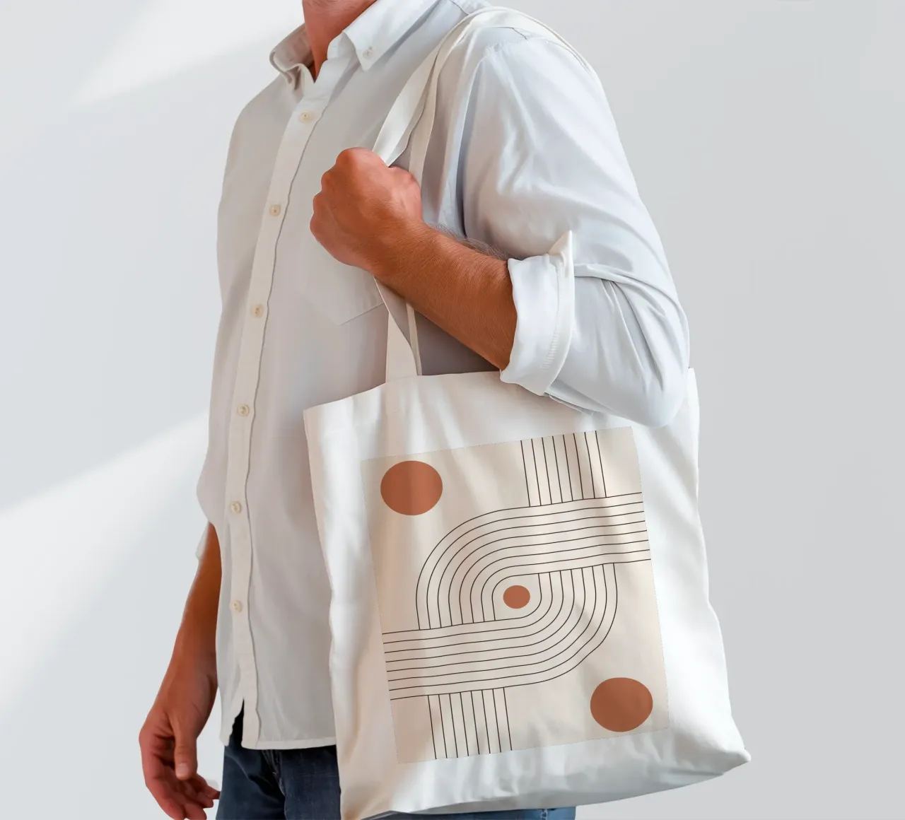 Line art retrò - boho e minimalista borsa in juta da Whole©