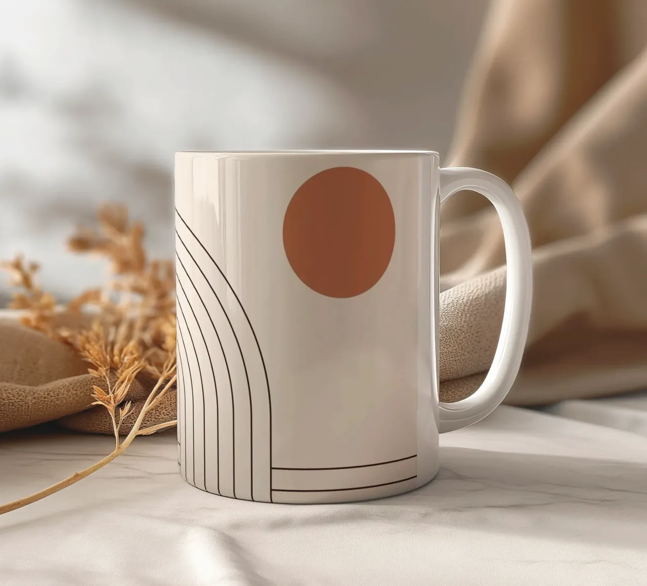 Line art retrò - boho e minimalista tazza in ceramica da Whole©