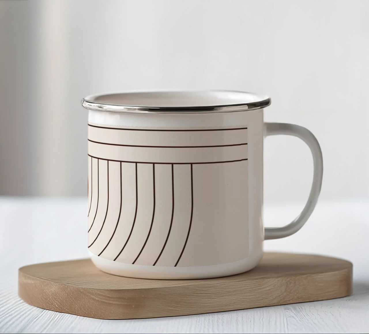Line art retrò - boho e minimalista tazza in smalto da Whole©