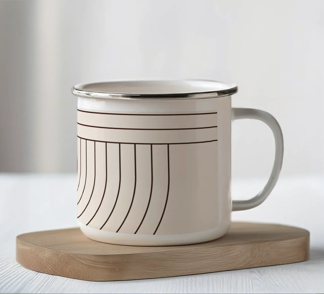 Retro lijnkunst - boho & minimalistisch emaille mok van Whole©