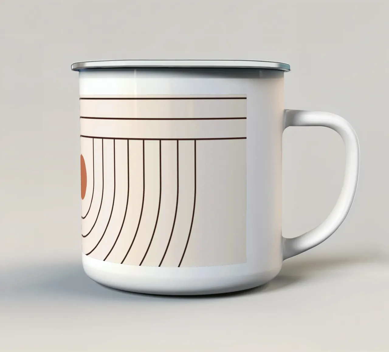 Retro lijnkunst - boho & minimalistisch emaille mok van Whole©