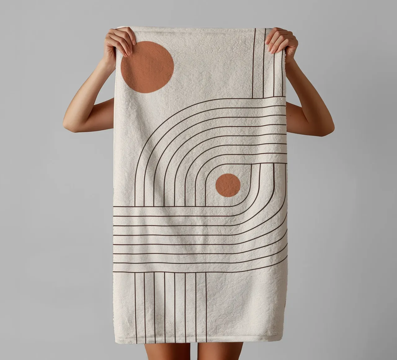 Retro Linienkunst – Boho & Minimalistisch Handtuch von Whole©