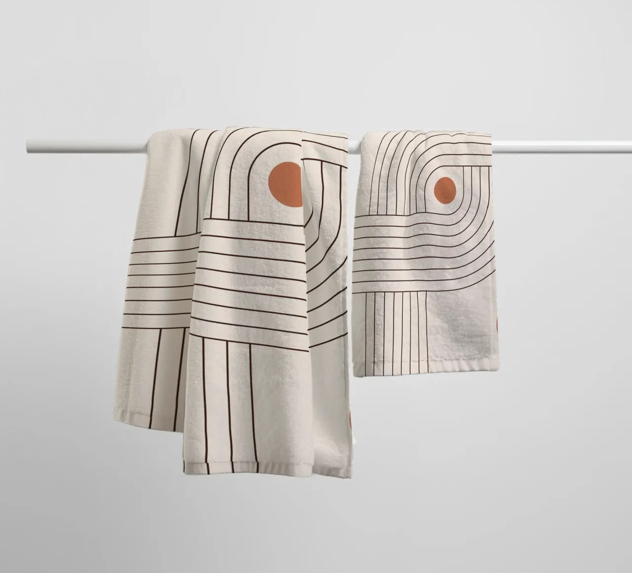 Retro Linienkunst – Boho & Minimalistisch Handtuch von Whole©