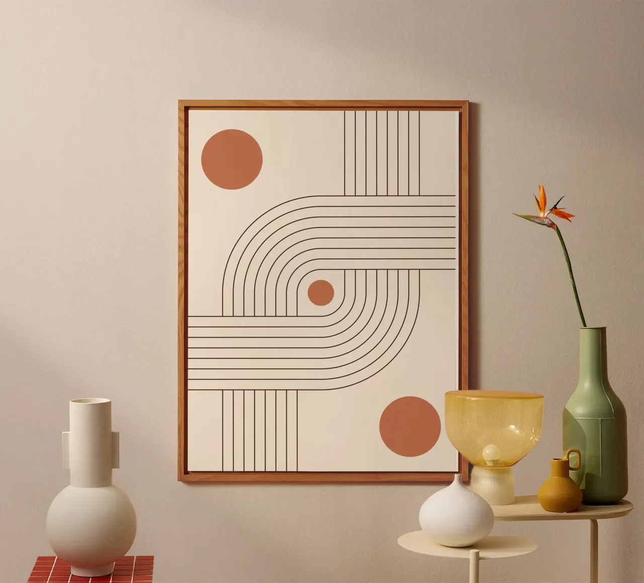 Line art retrò - boho e minimalista alluminio dibond da Whole©