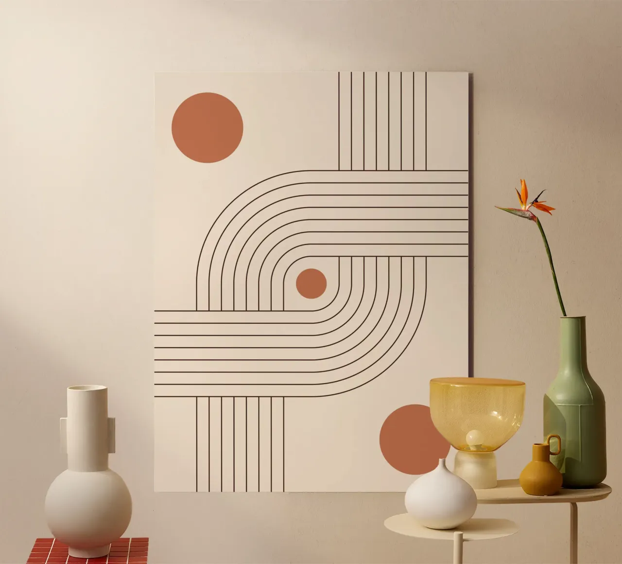 Line art retrò - boho e minimalista alluminio dibond da Whole©