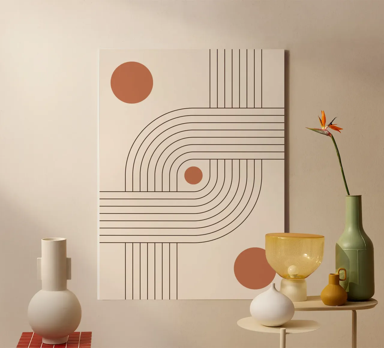 Retro line art - boho & minimalist canvas by Whole©