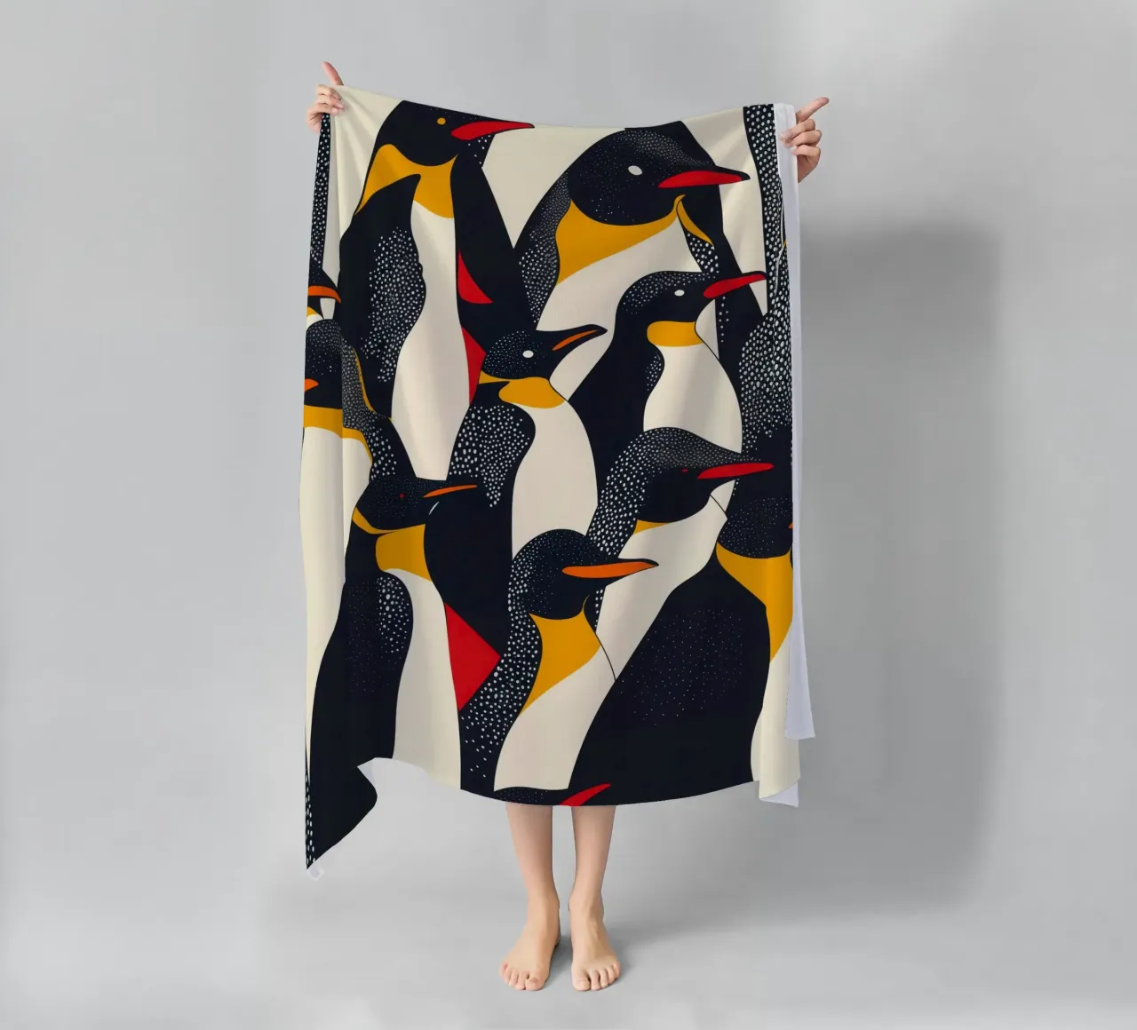 Decorative abstract penguin pattern beach towel by Autofocus
