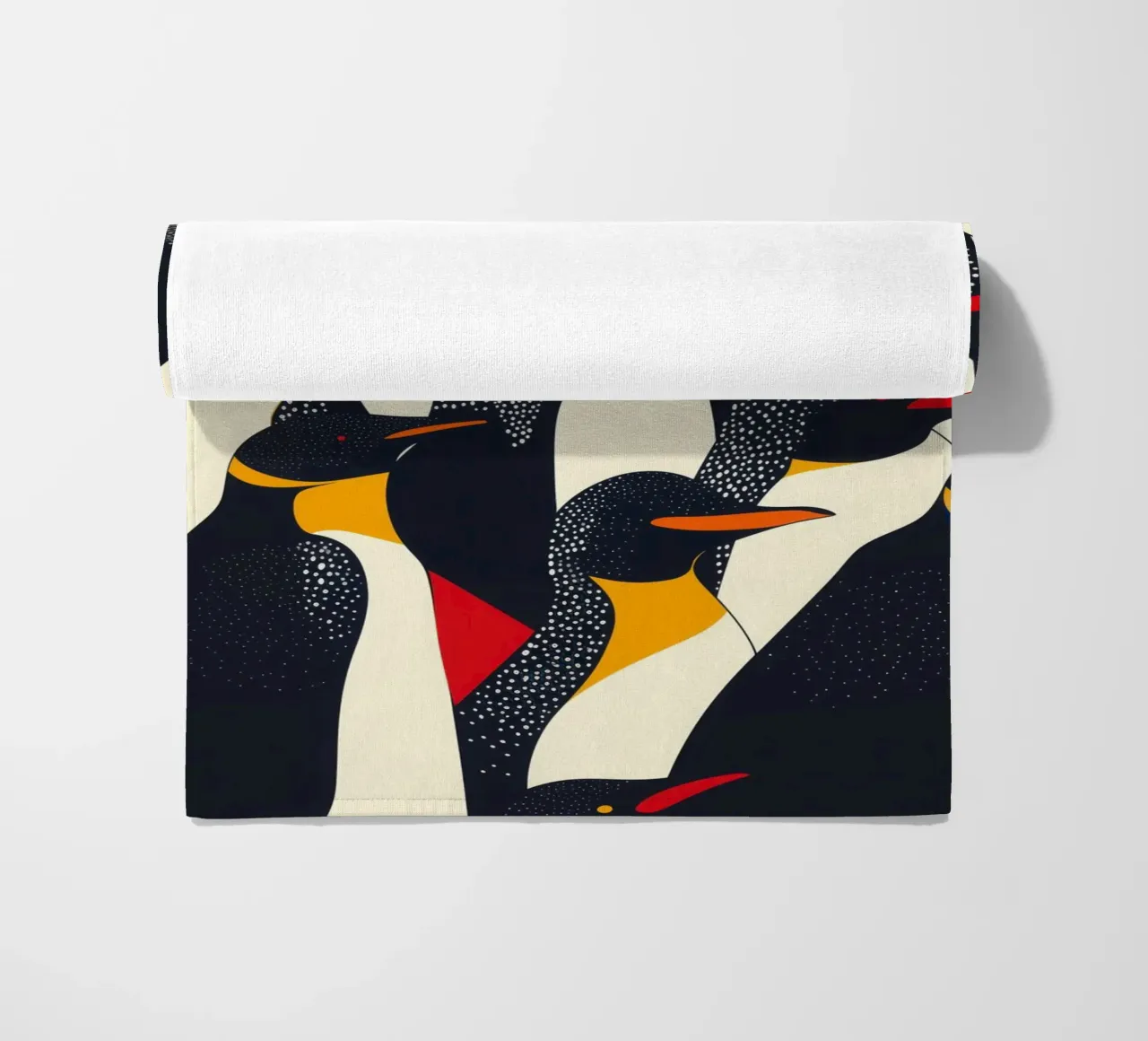 Decorative abstract penguin pattern beach towel by Autofocus