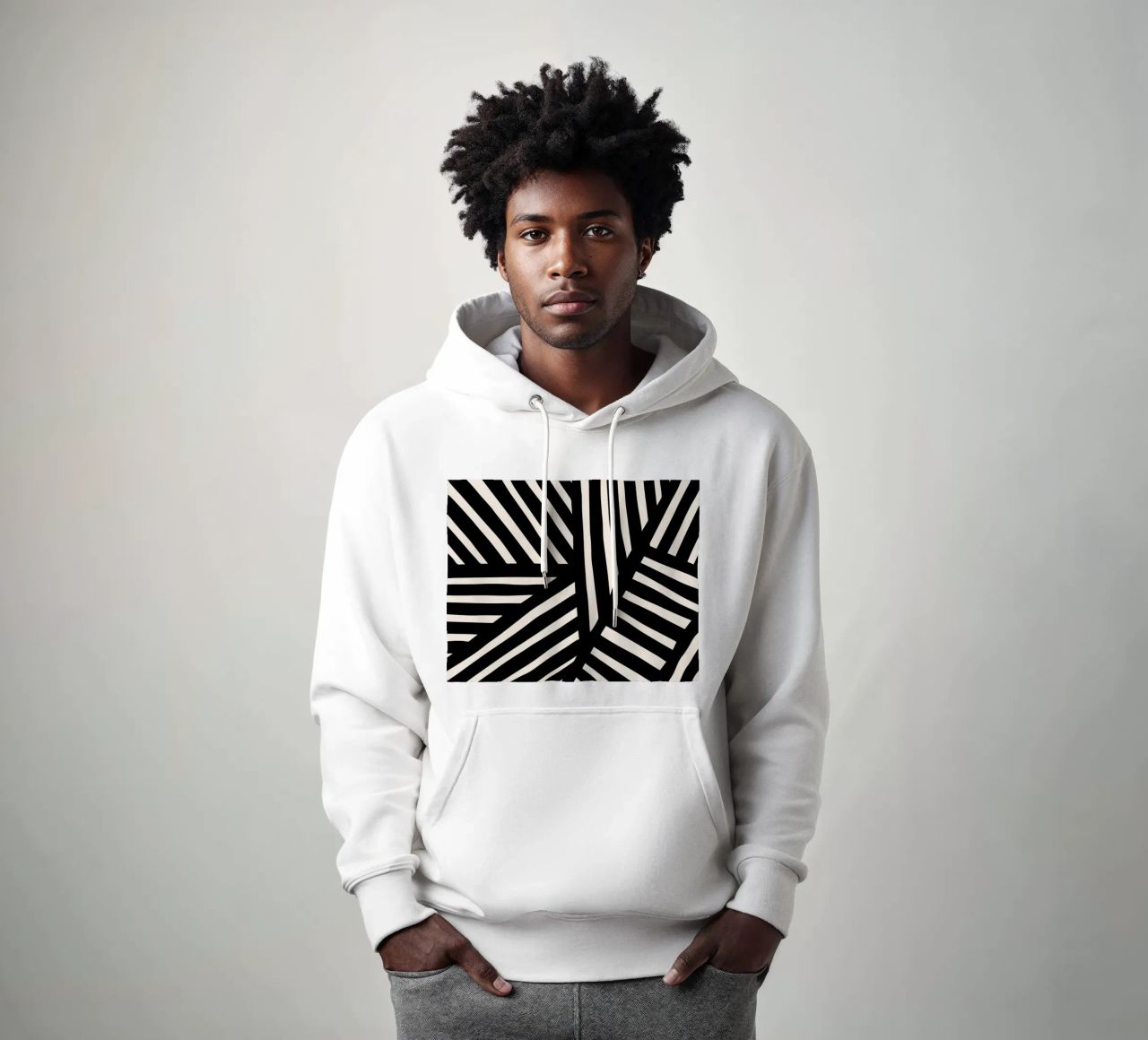 Linea di design ispirata alla zebra - moderna e astratta felpa con cappuccio da Whole©