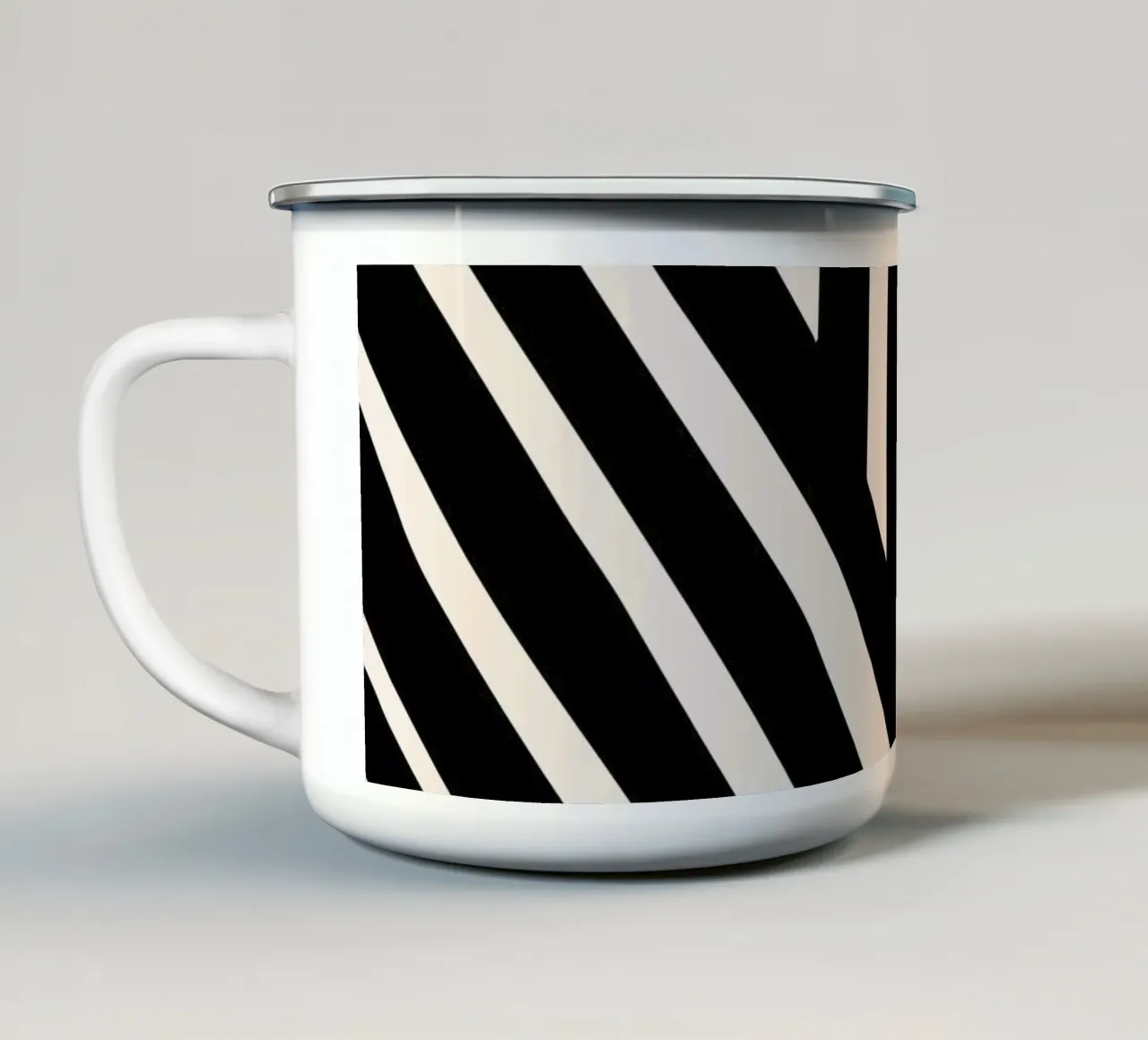 Op zebra's geïnspireerd lijnontwerp - modern & abstract emaille mok van Whole©