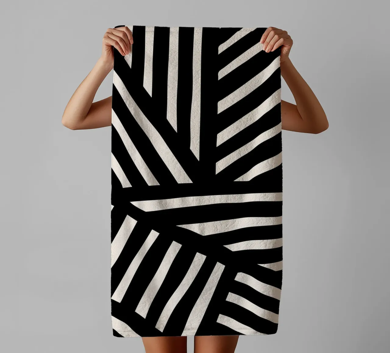 Zebra-inspired line design - modern & abstract towel by Whole©