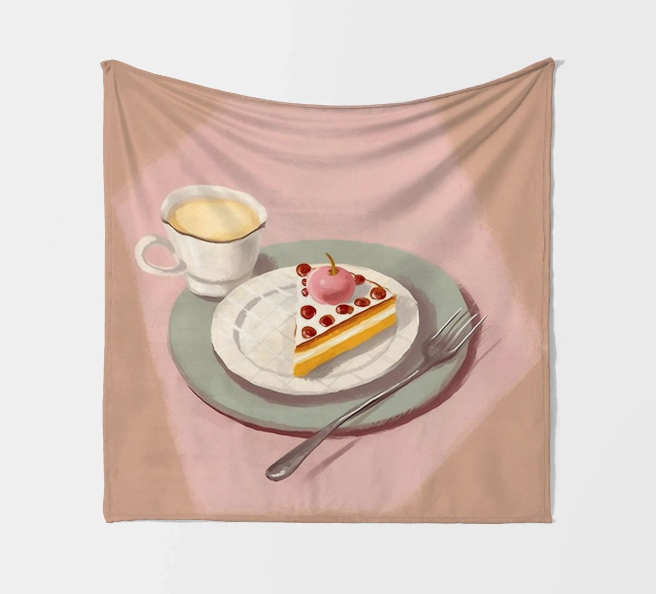 Enjoyment with coffee & cake fleece blanket by Carinaprint