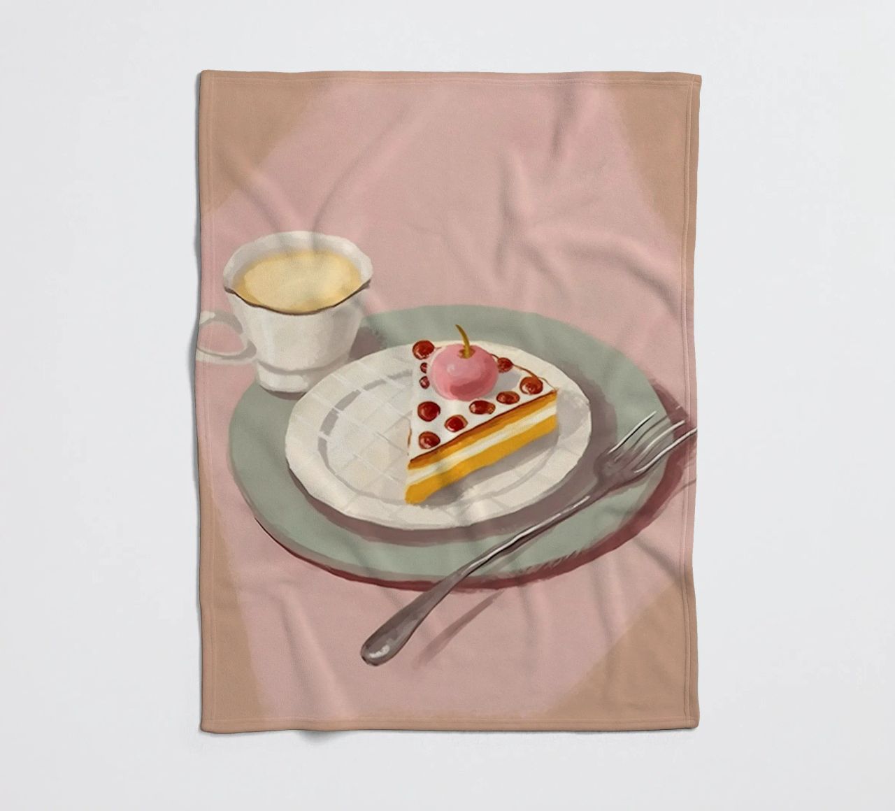 Enjoyment with coffee & cake fleece blanket by Carinaprint