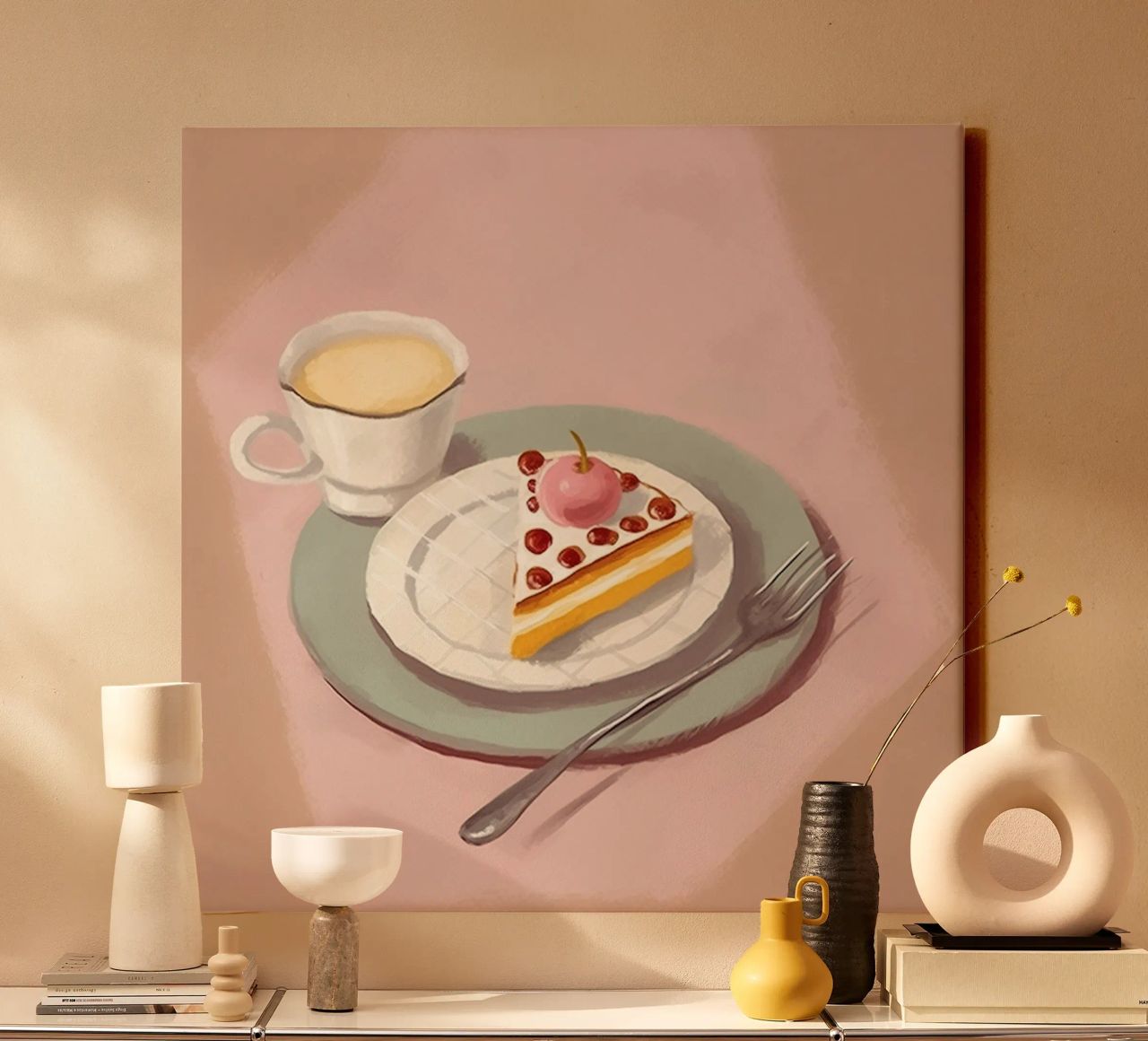 Enjoyment with coffee & cake canvas by Carinaprint