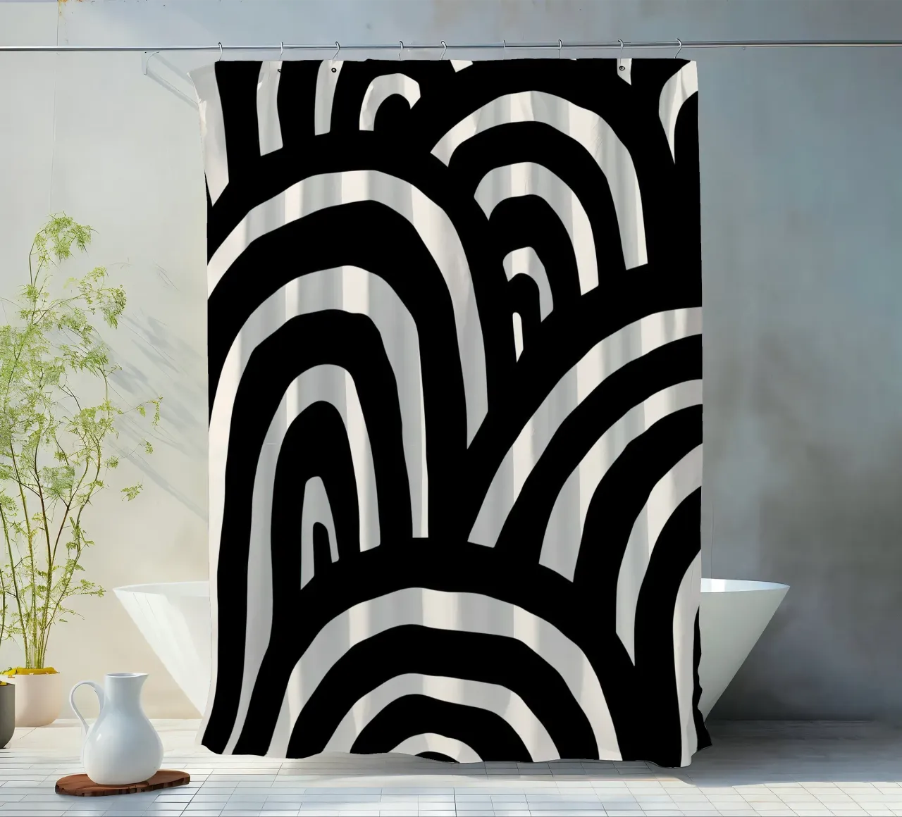 Abstract wavy lines - Modern & dynamic shower curtain by Whole©