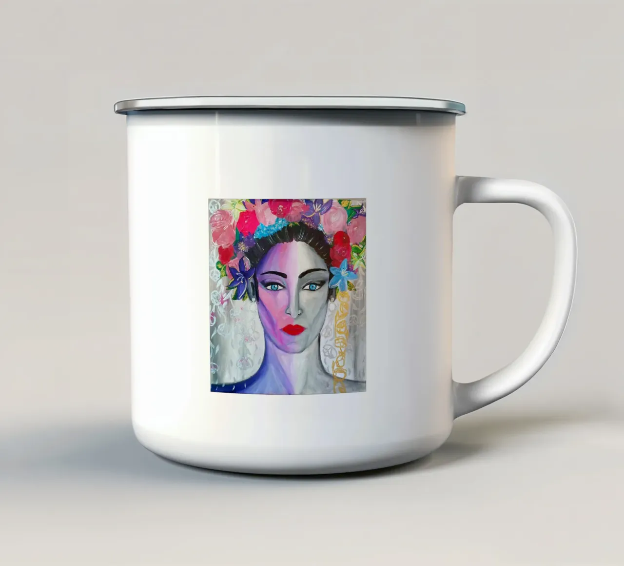 Flowers tazza in smalto da Soki-Art
