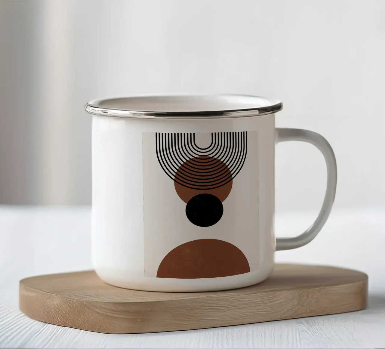 Boho geometrisch ontwerp - minimaal & harmonieus emaille mok van Whole©