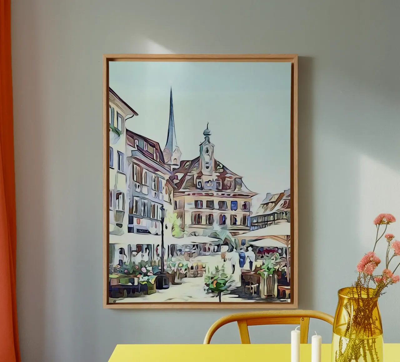 Stein am Rhein, Lake Constance, motif 2 canvas with Floater frame by ZAMART