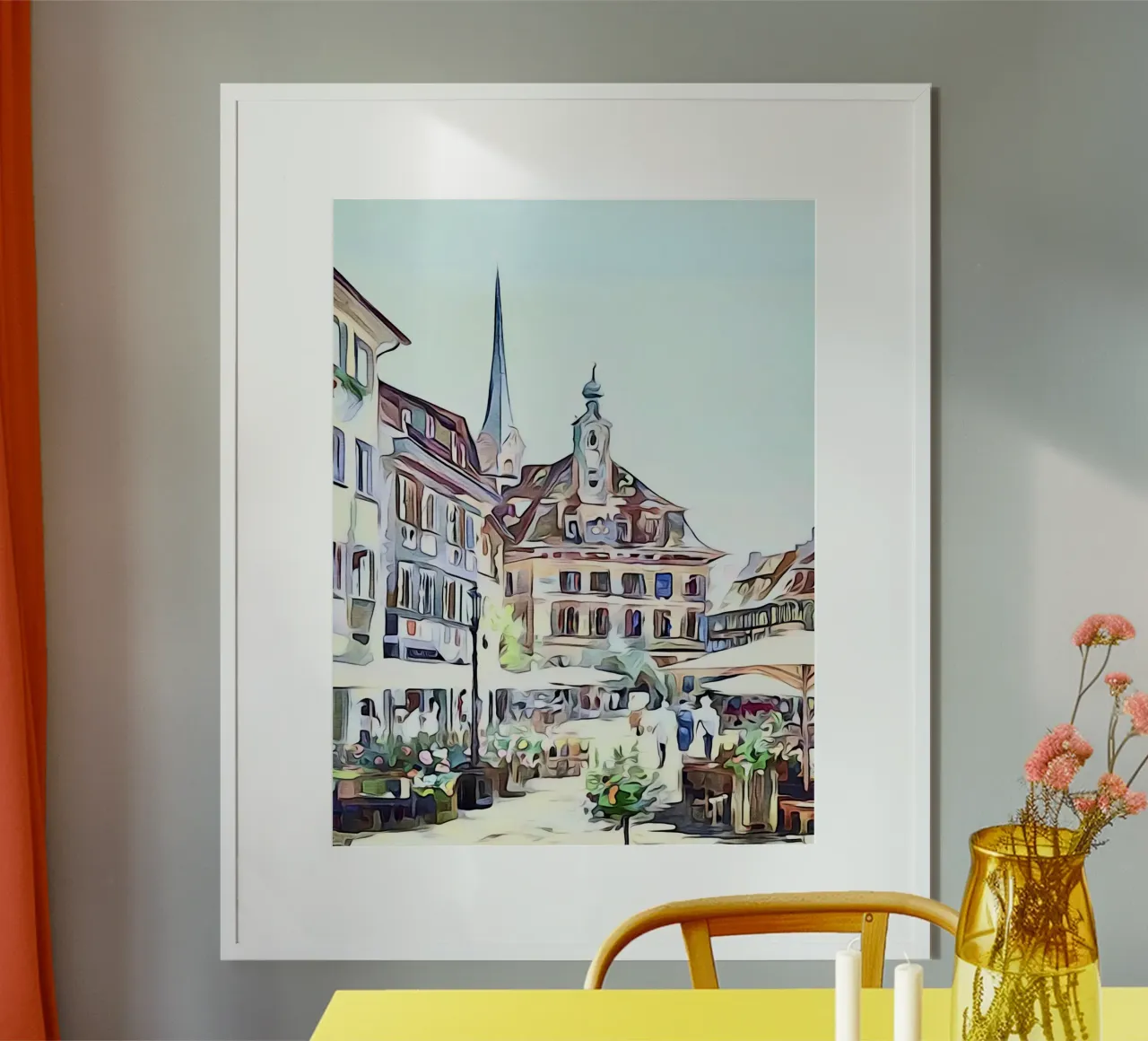 Stein am Rhein, Lago di Costanza, motivo 2 poster con telaio in legno da ZAMART