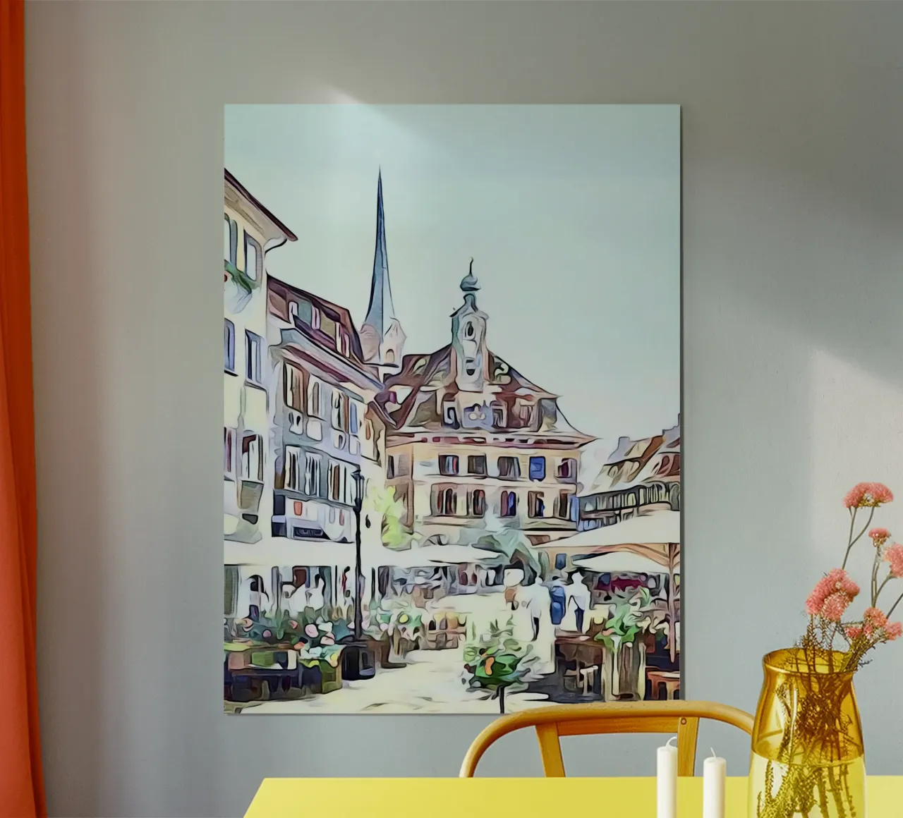 Stein am Rhein, Lago di Costanza, motivo 2 poster con telaio in legno da ZAMART