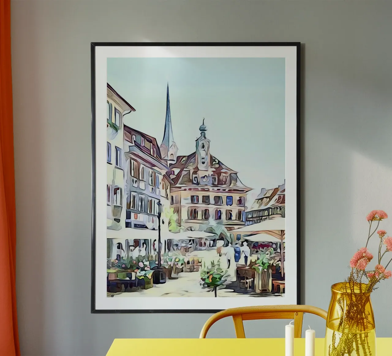 Stein am Rhein, Lago di Costanza, motivo 2 poster con telaio in legno da ZAMART
